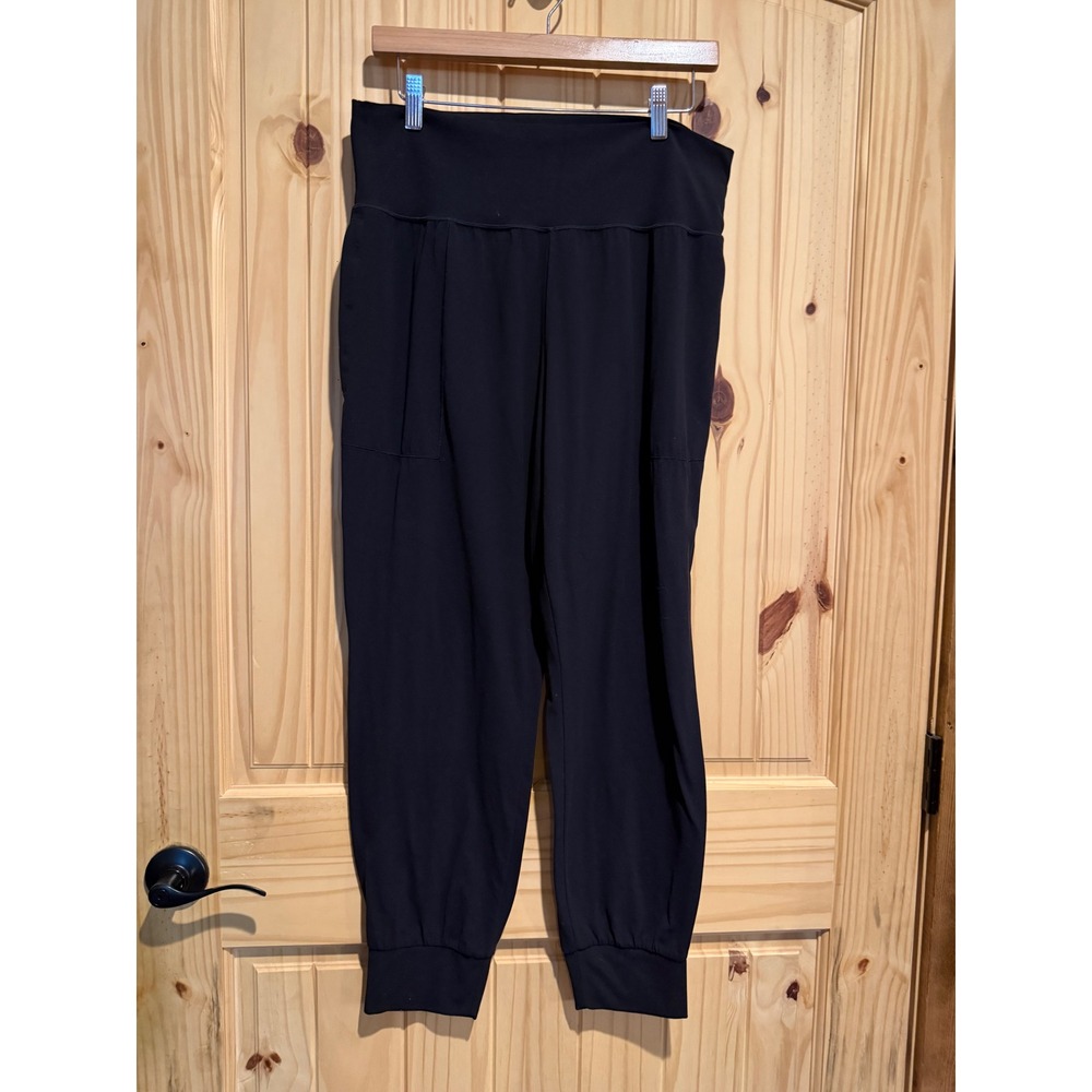Athleta Salutation Jogger Powervita Black High Rise Yoga Pants Large L RN 54023
